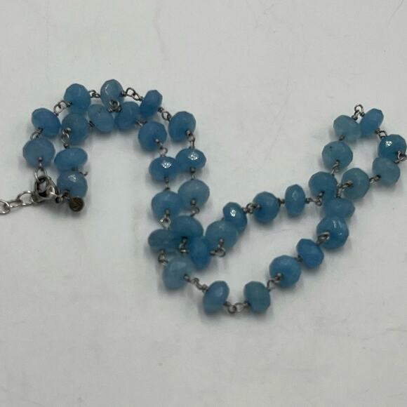 Sara Blaine Willow House Blue Jadeite Jade Sterling Single Strand Necklace - Picture 9 of 10